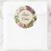 Gepersonaliseerd Vintage Bloemmotief Botanisch Ronde Sticker (Tas)