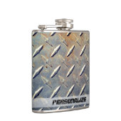 Gepersonaliseerd Vintage Diamantplaatstaal Heupfles (Rechts)