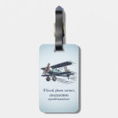 Gepersonaliseerd vintage tweedekker bagagelabel (Achterkant verticaal)