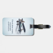 Gepersonaliseerd vintage tweedekker bagagelabel (Achterkant horizontaal)