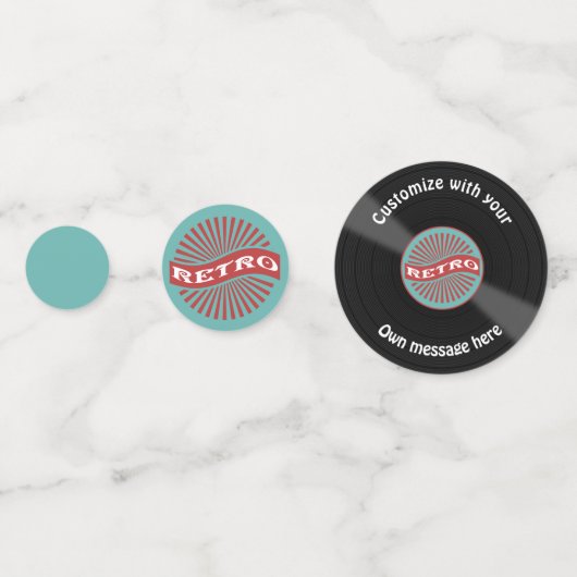 Gepersonaliseerd vinyl record retro confetti (Voorkanten)