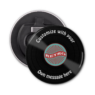 Gepersonaliseerd vinylrecord button flesopener