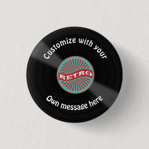 Gepersonaliseerd vinylrecord ronde button 3,2 cm