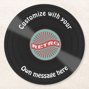 Gepersonaliseerd vinylrecord ronde kartonnen onderzetter
