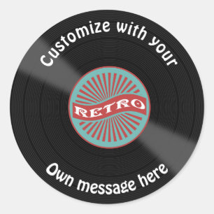 Gepersonaliseerd vinylrecord ronde sticker