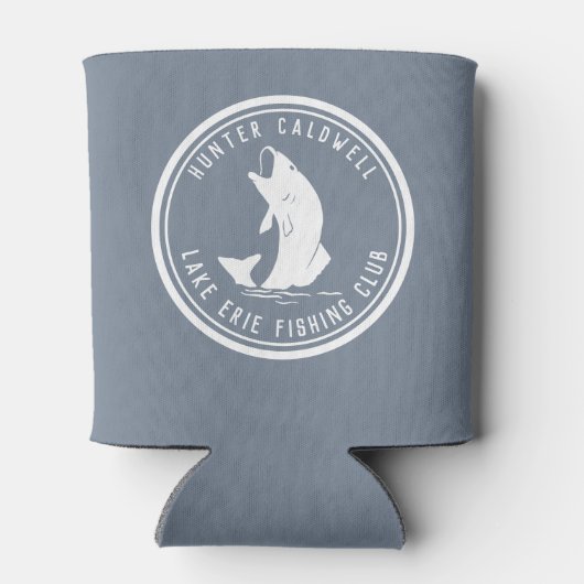 Gepersonaliseerd visembleem stoffig blauw blikjeskoeler (Achterkant)