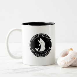 Gepersonaliseerd visembleem zwart en w tweekleurige koffiemok