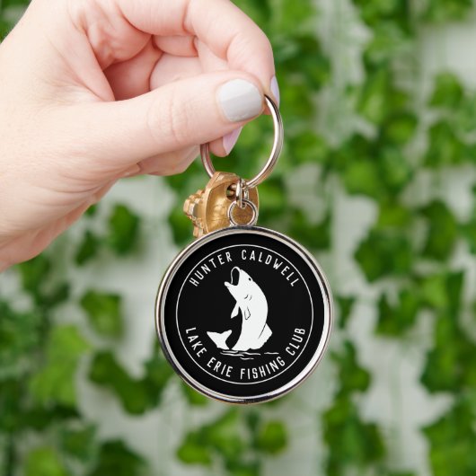 Gepersonaliseerd visembleem zwart sleutelhanger (Hand)