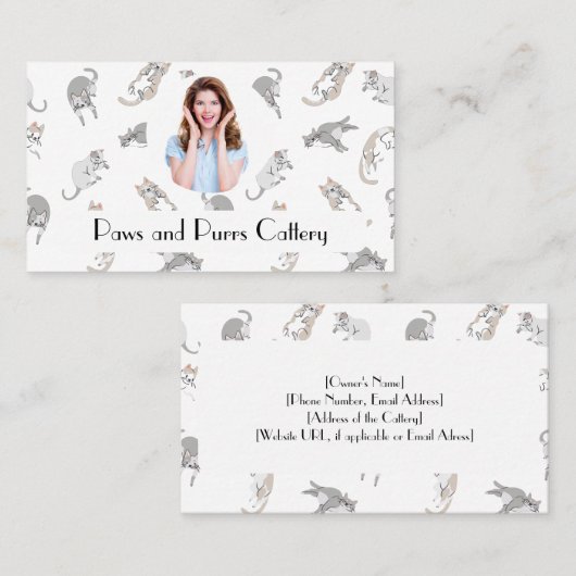 Gepersonaliseerd Visitekaartje Cattery Kattenpatro (Voorkant / Achterkant)