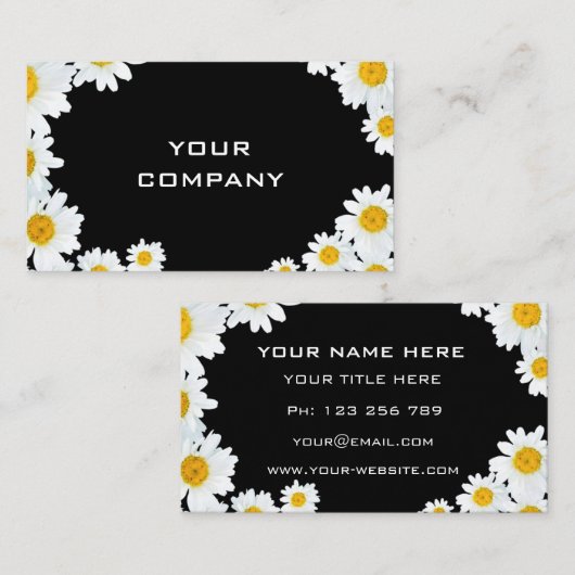 Gepersonaliseerd Visitekaartje met Daisies Uw Kleu (Voorkant / Achterkant)