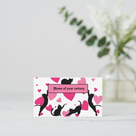 Gepersonaliseerd Visitekaartje voor Cattery (Staand voorkant)