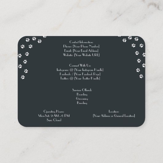 Gepersonaliseerd Visitekaartje voor Cattery Bengal Contactkaartje (Achterkant)