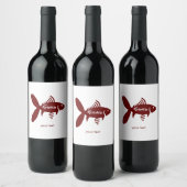 Gepersonaliseerd vislabel Maroon White Wine Label Wijn Etiket (Flessen)
