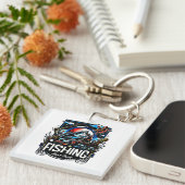 Gepersonaliseerd visserij pet sleutelhanger (Voorkant Rechts)