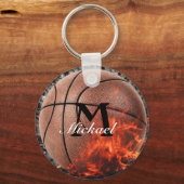 Gepersonaliseerd vlambaar Basketball Sleutelhanger (Voorkant)