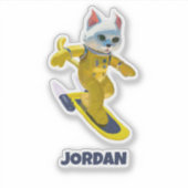 Gepersonaliseerd vliegend skateboard sticker (Voorkant)