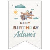 Gepersonaliseerd vliegtuig Happy Birthday Bunting Vlaggetjes (Eerste vlag)