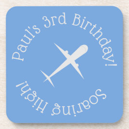 Gepersonaliseerd vliegtuig op blauw bier onderzetter