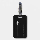 Gepersonaliseerd vliegtuig reiszwart bagagelabel (Achterkant verticaal)