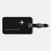 Gepersonaliseerd vliegtuig reiszwart bagagelabel (Achterkant horizontaal)