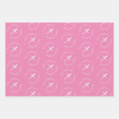 Gepersonaliseerd vliegtuig verjaardag blauw groen inpakpapier vel (Voorkant 3)