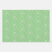 Gepersonaliseerd vliegtuig verjaardag blauw groen  inpakpapier vel (Voorkant 2)