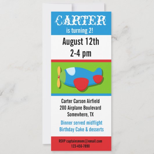 Gepersonaliseerd Vliegtuigdaguitnodiging Kaart (Achterkant)