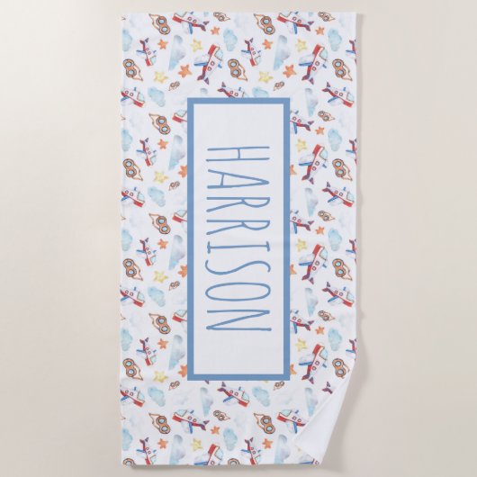 Gepersonaliseerd vliegtuigthema strandlaken (Voorkant)