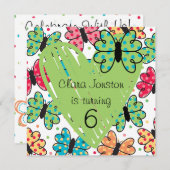 Gepersonaliseerd vlinder verjaardagsuitnodigingen kaart (Voorkant / Achterkant)