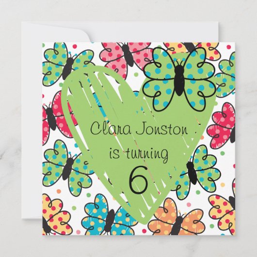 Gepersonaliseerd vlinder verjaardagsuitnodigingen kaart (Voorkant)
