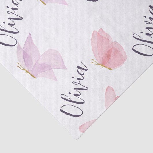 Gepersonaliseerd vlinderinpakpapier. tissuepapier (Detail)