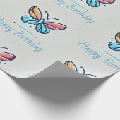 Gepersonaliseerd vlinderverjaardag inpakpapier (Hoek)