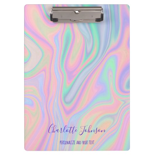 Gepersonaliseerd vloeibaar Iridescent Unicorn kleu Klembord (Voorkant)