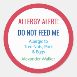Gepersonaliseerd Voedsel Allergie Alert Gepersonal Ronde Sticker