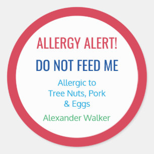 Gepersonaliseerd Voedsel Allergie Alert Gepersonal Ronde Sticker
