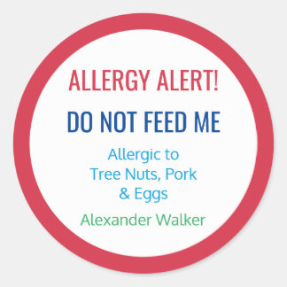Gepersonaliseerd Voedsel Allergie Alert Gepersonal Ronde Sticker