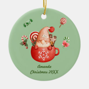 Gepersonaliseerd Voeg een naam kerstgenoom toe in Keramisch Ornament