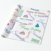 Gepersonaliseerd Voeg een naam toe Custom Happy Bi Cadeaupapier (Uitgerold)
