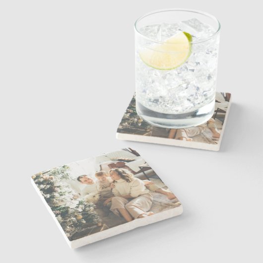 Gepersonaliseerd Voeg uw favoriete Afbeelding toe Stenen Onderzetter (Zijkant)