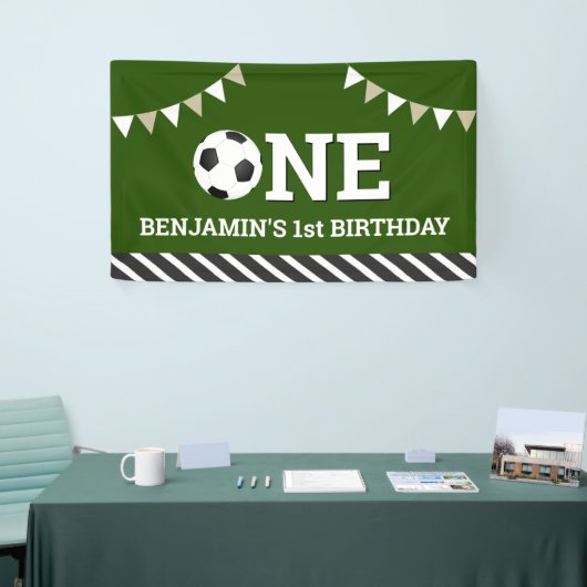 Gepersonaliseerd Voetbal 1e Verjaardagsfeest Spandoek (Beurs)