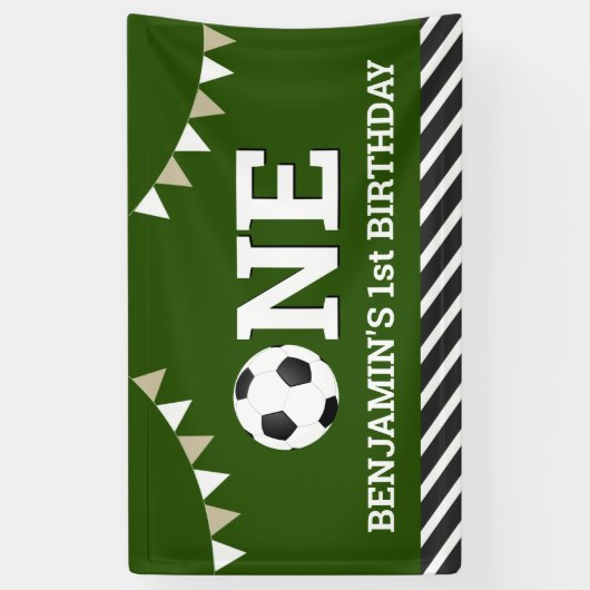 Gepersonaliseerd Voetbal 1e Verjaardagsfeest Spandoek (Verticaal)