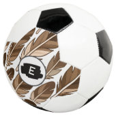 Gepersonaliseerd Voetbal – Boho Monogram Bruin (Drie kwart)
