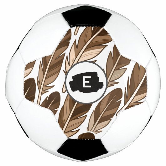 Gepersonaliseerd Voetbal – Boho Monogram Bruin (Voorkant)
