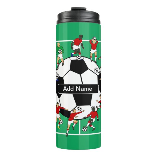Gepersonaliseerd Voetbal en spelers Thermosbeker (Voorkant)