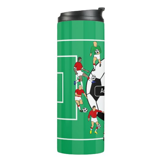 Gepersonaliseerd Voetbal en spelers Thermosbeker (Gedraaid links)