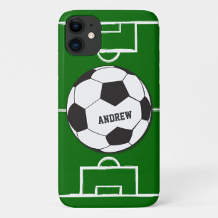 Gepersonaliseerd Voetbal en veld iPhone 11 Hoesje