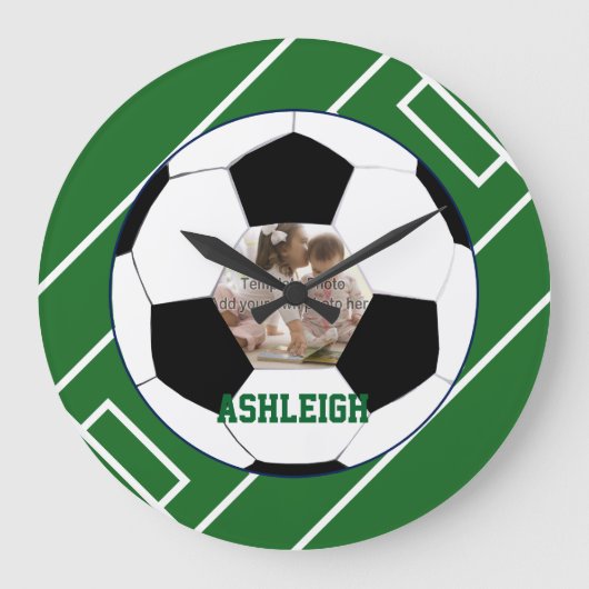 Gepersonaliseerd Voetbal- en veldfotosjabloon Grote Klok (Voorkant)