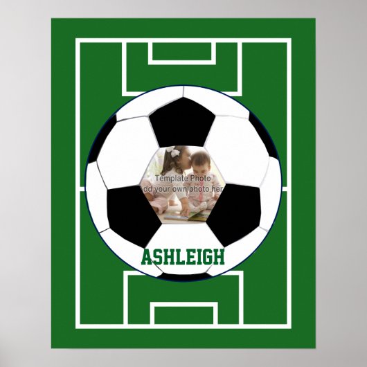 Gepersonaliseerd Voetbal- en veldfotosjabloon Poster (Voorkant)