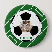 Gepersonaliseerd Voetbal- en veldfotosjabloon Ronde Button 4,0 Cm (Voorkant)