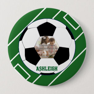 Gepersonaliseerd Voetbal- en veldfotosjabloon Ronde Button 4,0 Cm